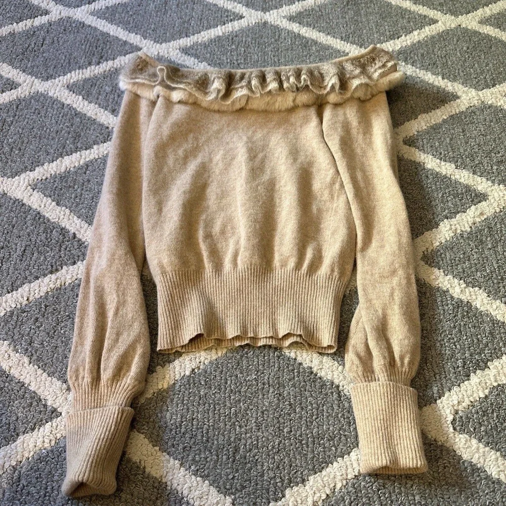 RARE Frankie‎ Morello Milan Woman's Ruffled Pullover Wool Blend Sweater XS